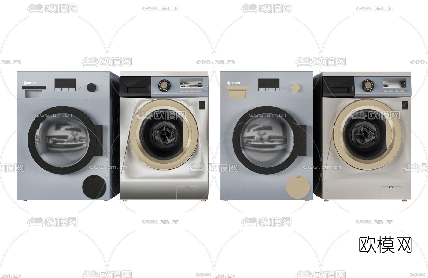现代滚筒洗衣机3d模型下载（渲染图1）