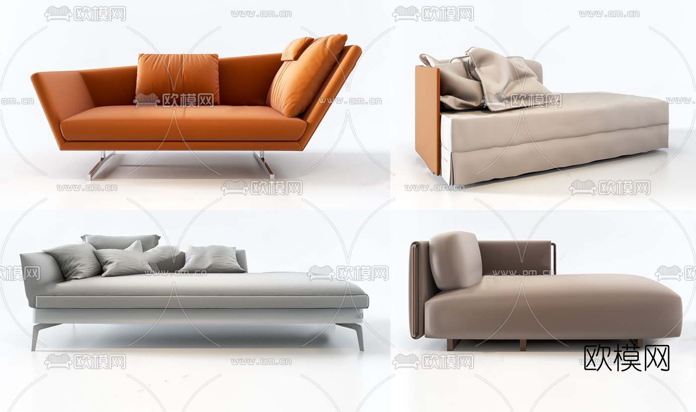 FLEXFORM 贵妃椅组合3d模型下载