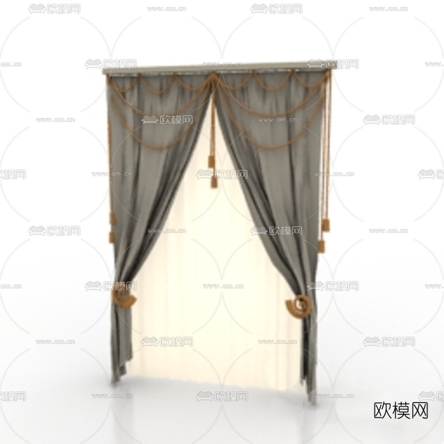 简欧布艺窗帘免费3d模型