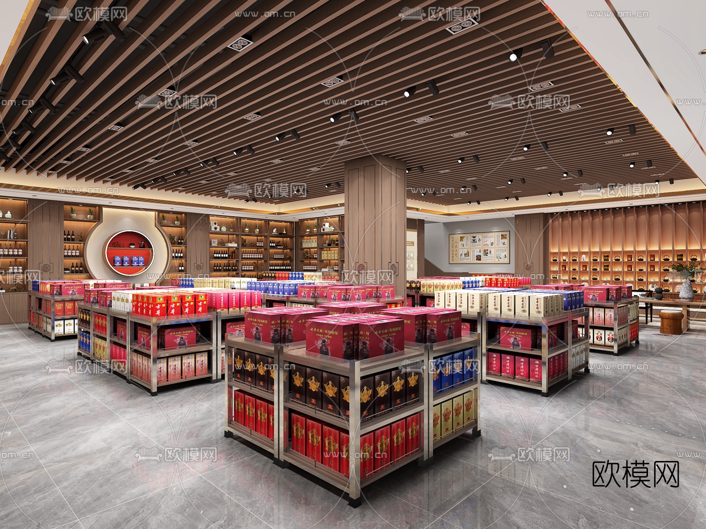 新中式烟酒店3d模型下载（渲染图2）