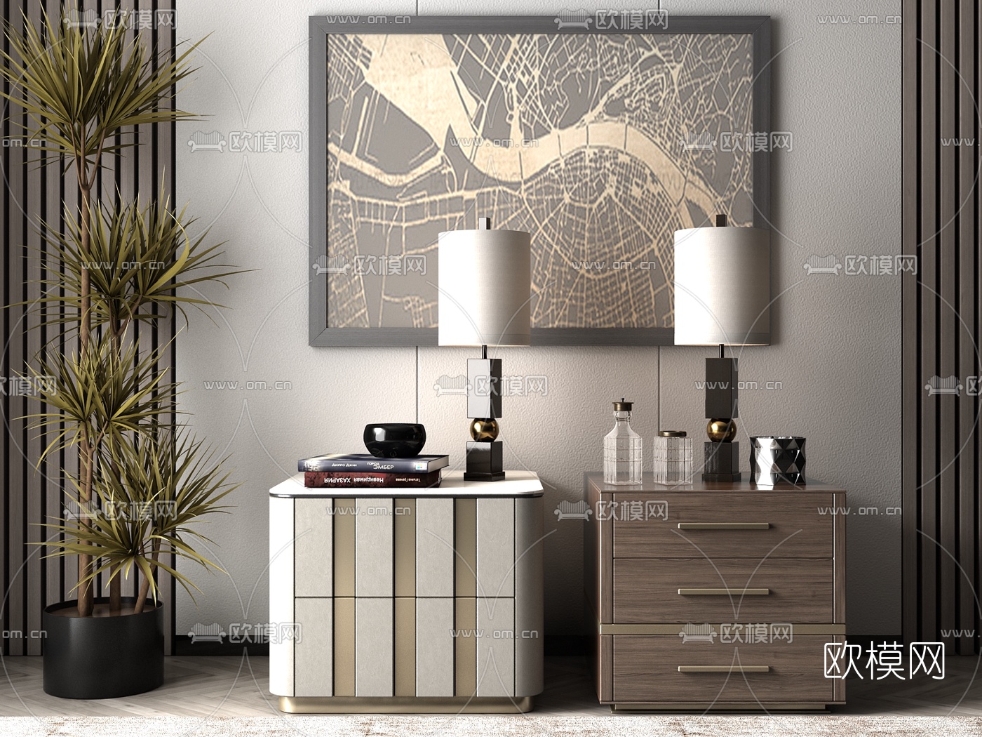 现代简约床头柜3d模型下载