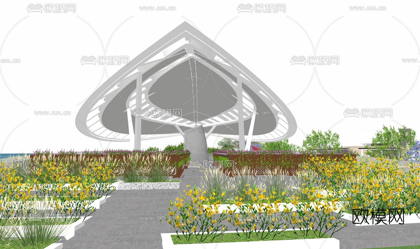 现代旅游度假区景观su模型下载（渲染图9）