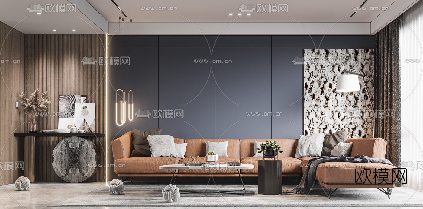 后现代客厅餐厅3d模型
