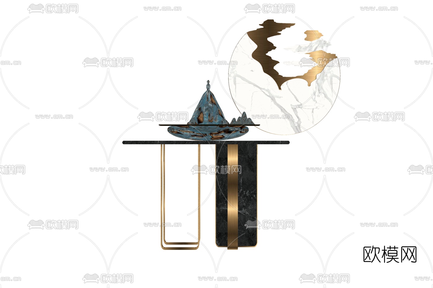现代轻奢端景台su模型下载