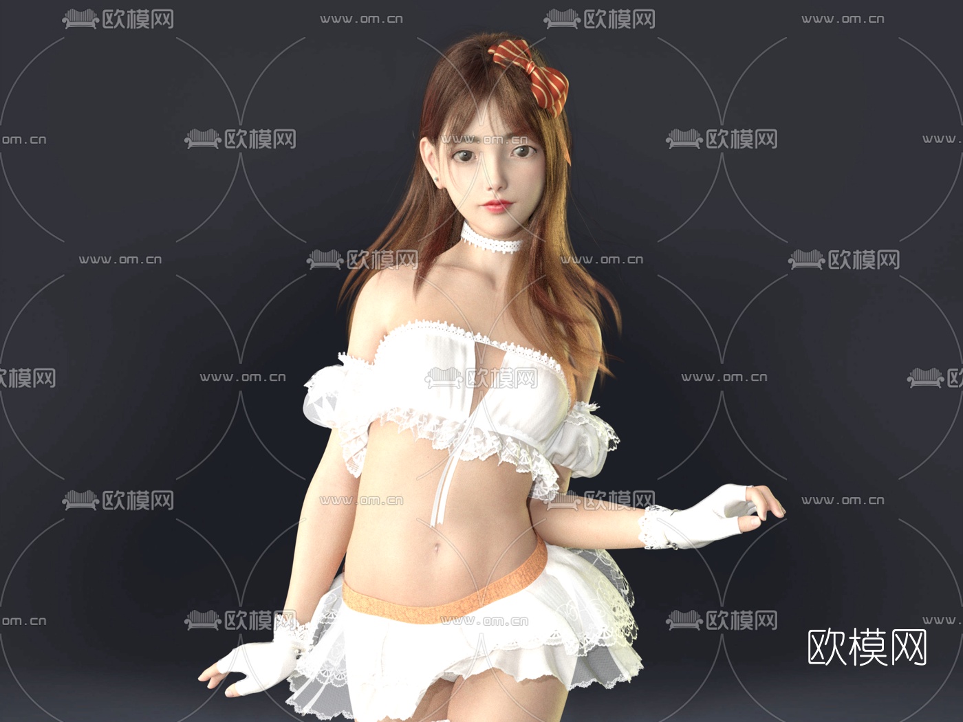 现代性感少女人物3d模型