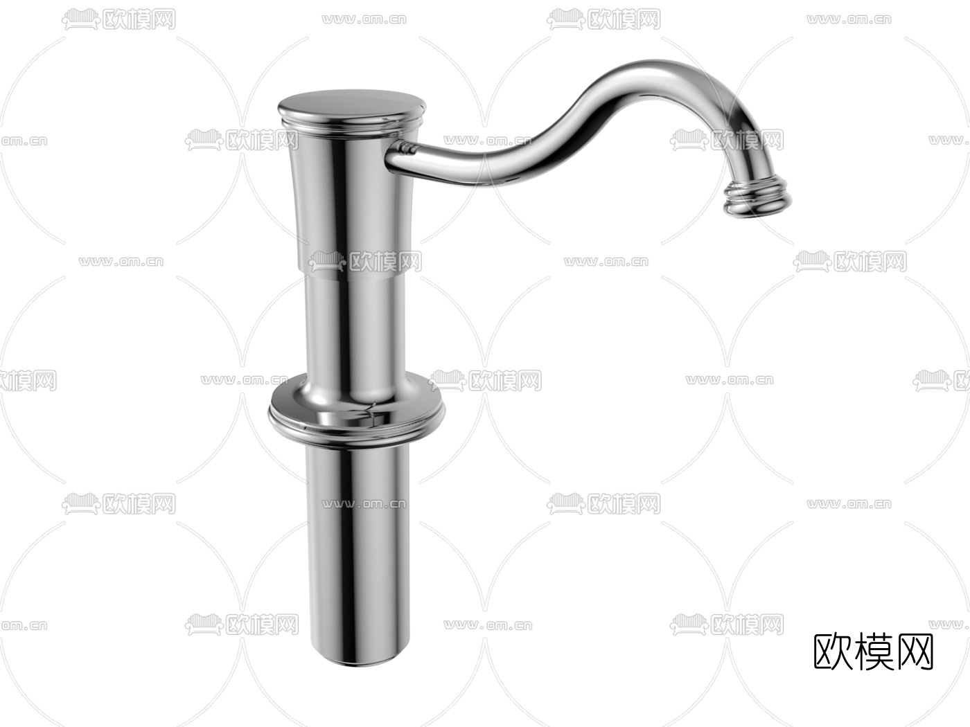 现代不锈钢水龙头3d模型下载（渲染图2）