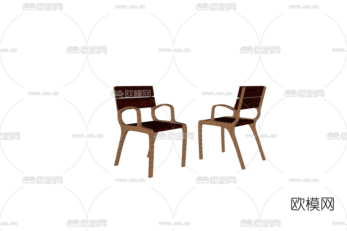 现代原木单椅su模型下载