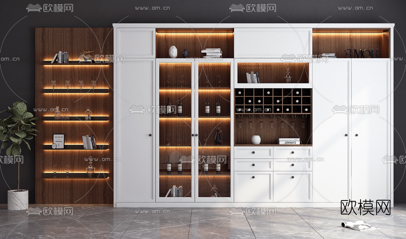 简欧酒柜装饰柜3d模型