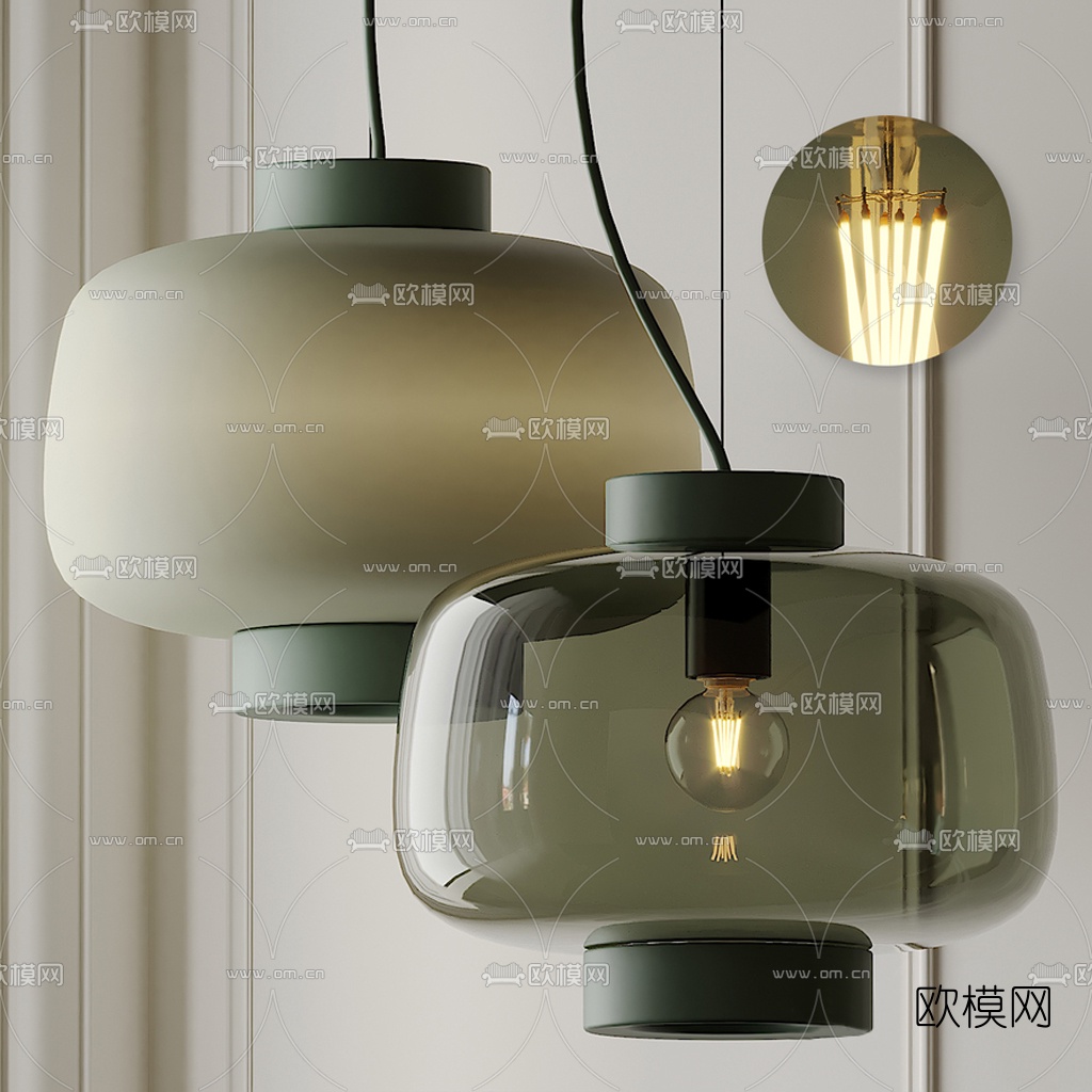 北欧玻璃小吊灯3d模型