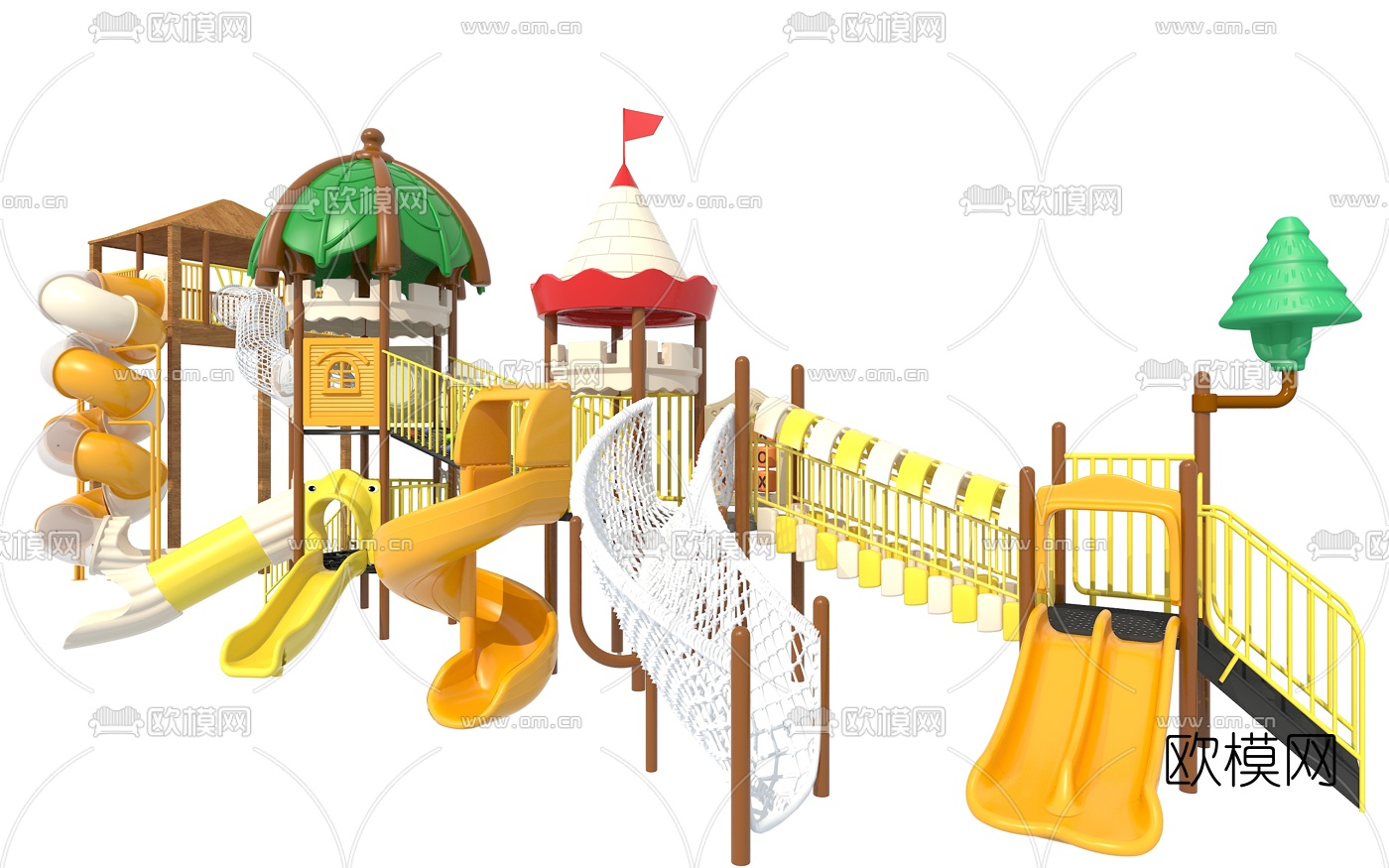 现代儿童滑梯游乐设施3d模型下载