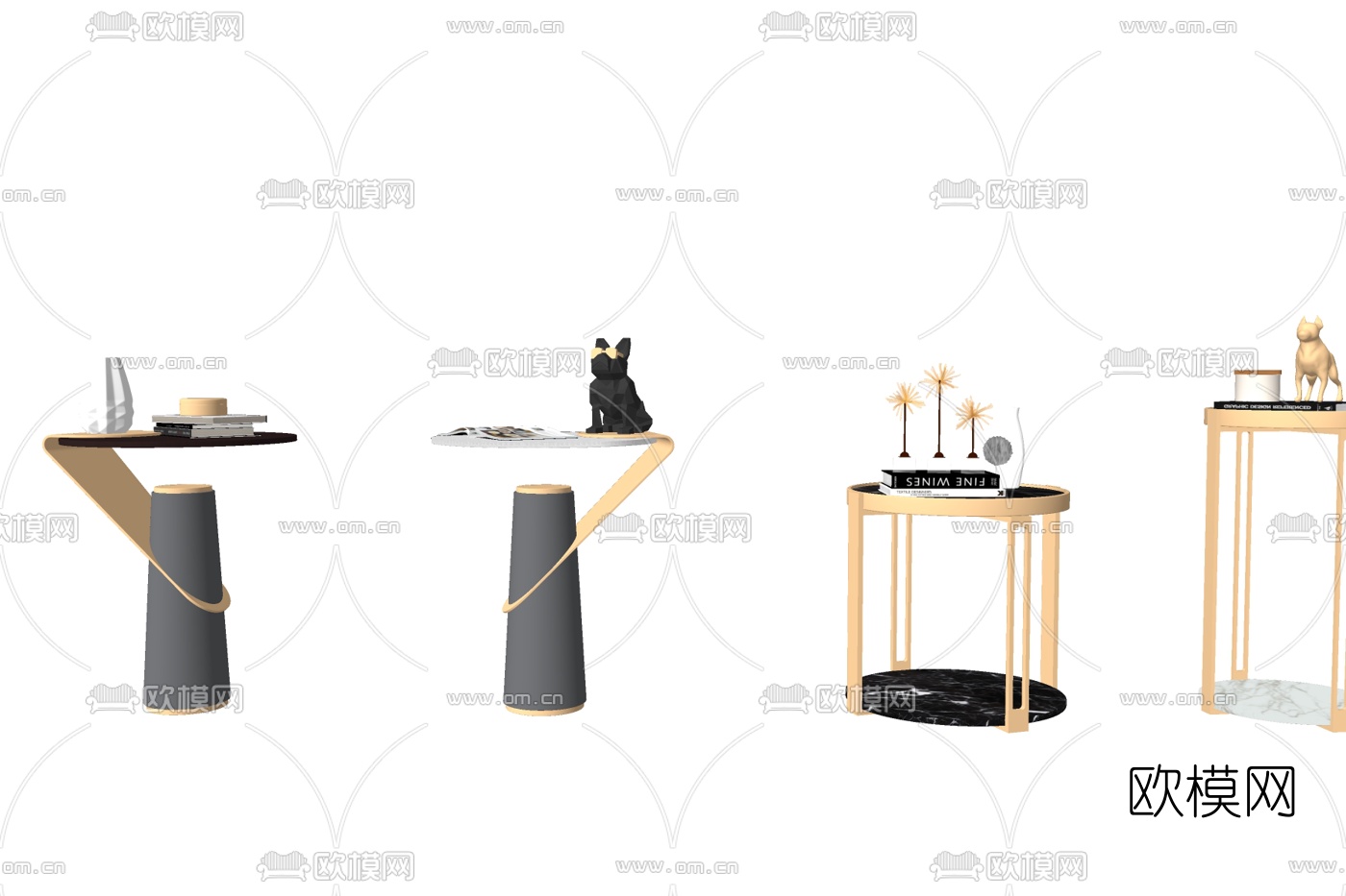 现代轻奢边几su模型下载