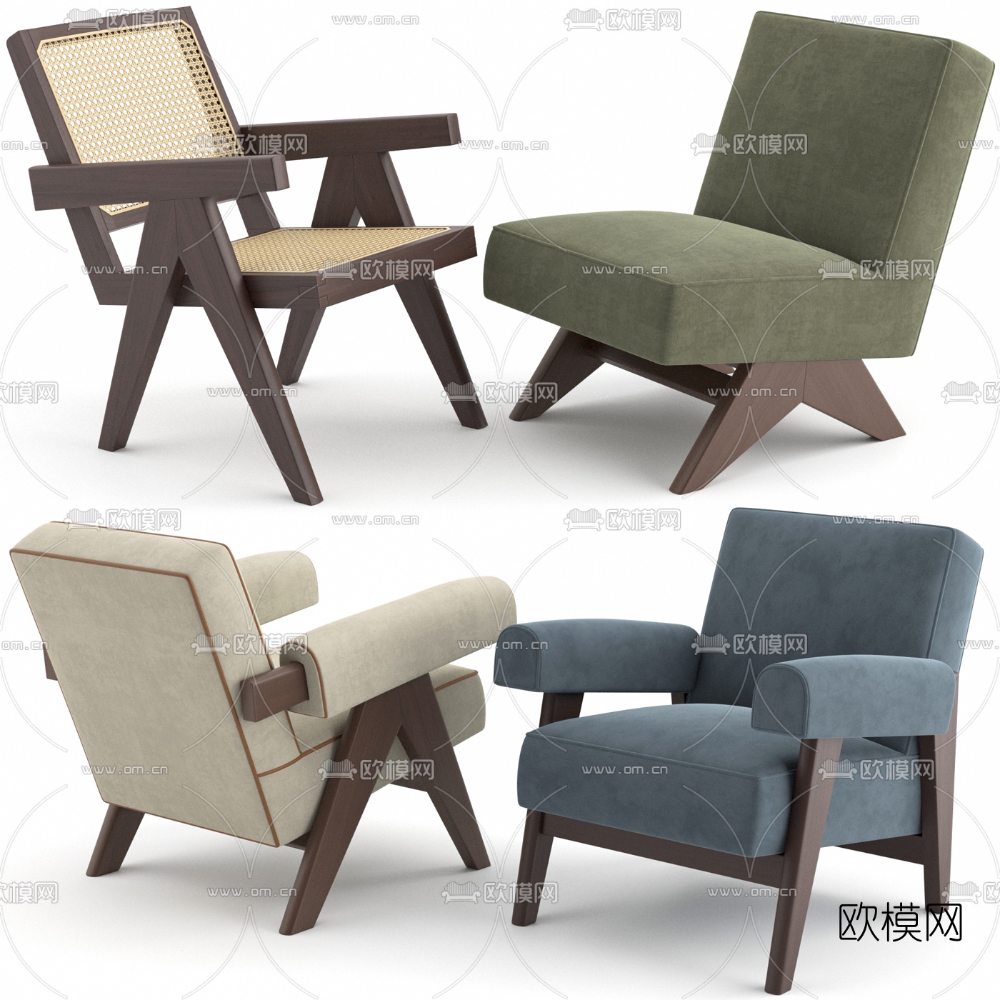 现代靠背休闲椅3d模型