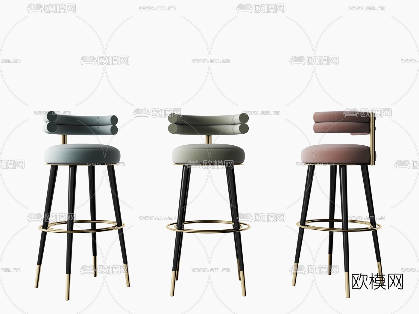 现代吧椅组合3d模型下载（渲染图2）