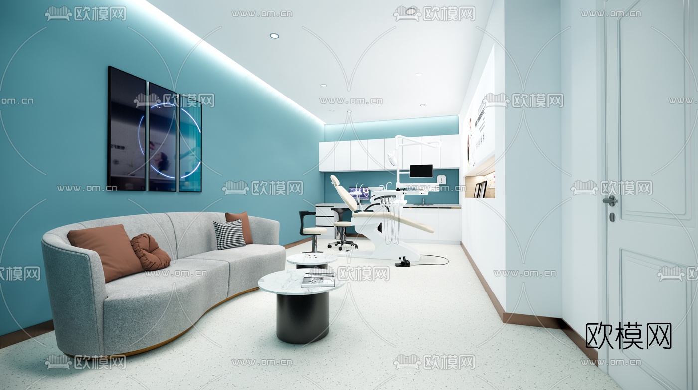 现代牙科诊所接待大厅su模型