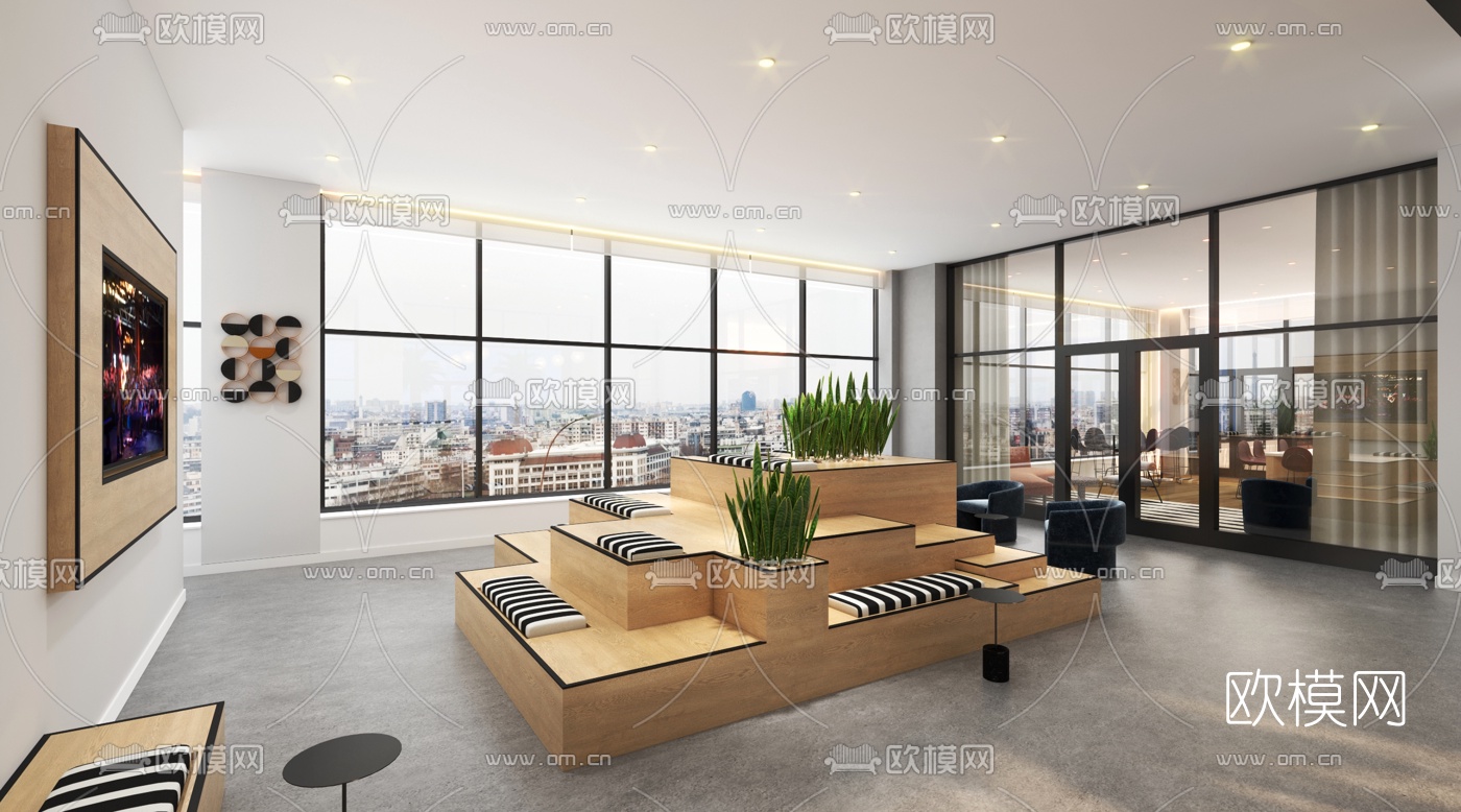 现代办公室休息区3d模型