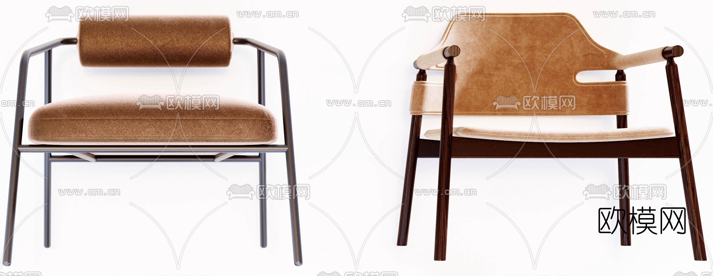 现代绒布休闲椅3d模型下载（渲染图5）