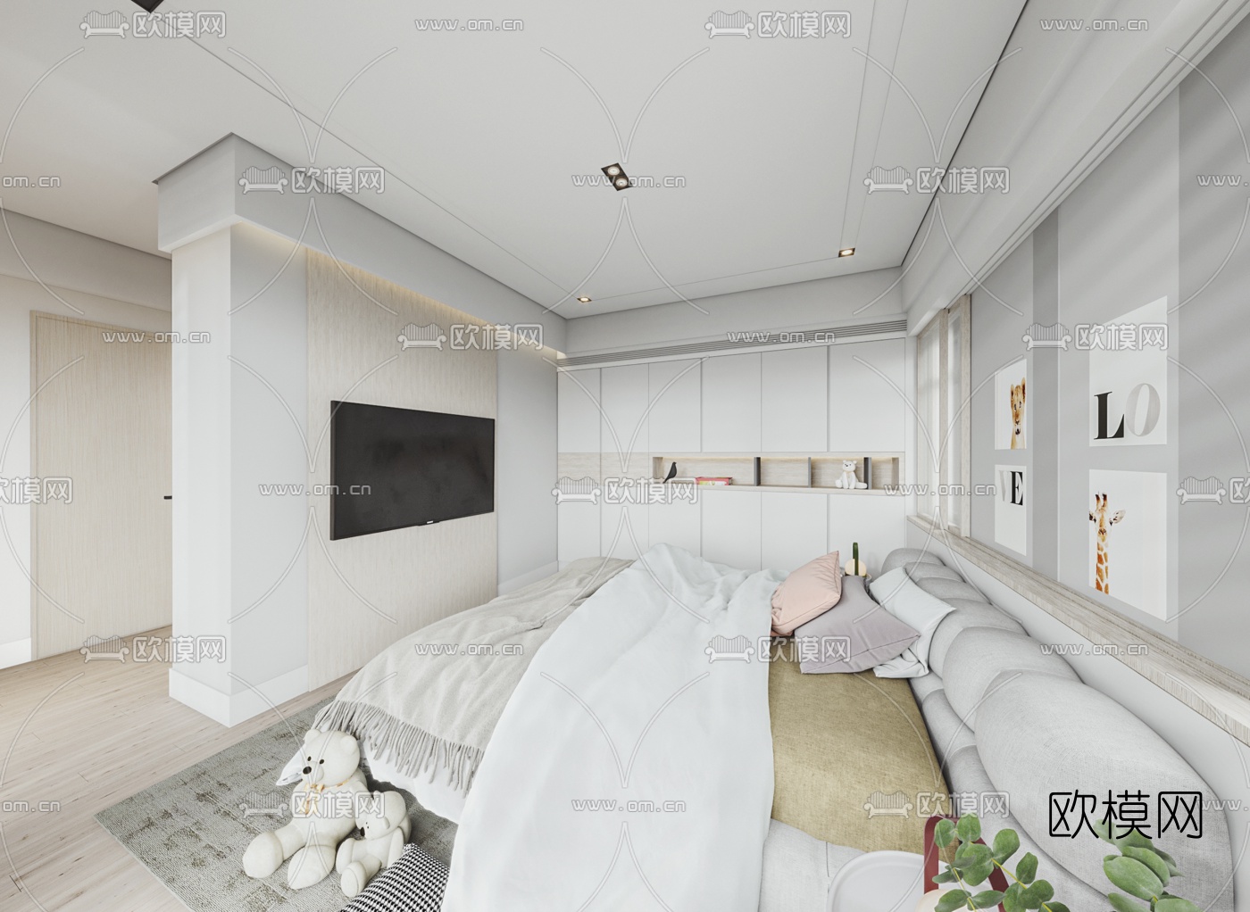 北欧卧室书房3d模型下载（渲染图3）