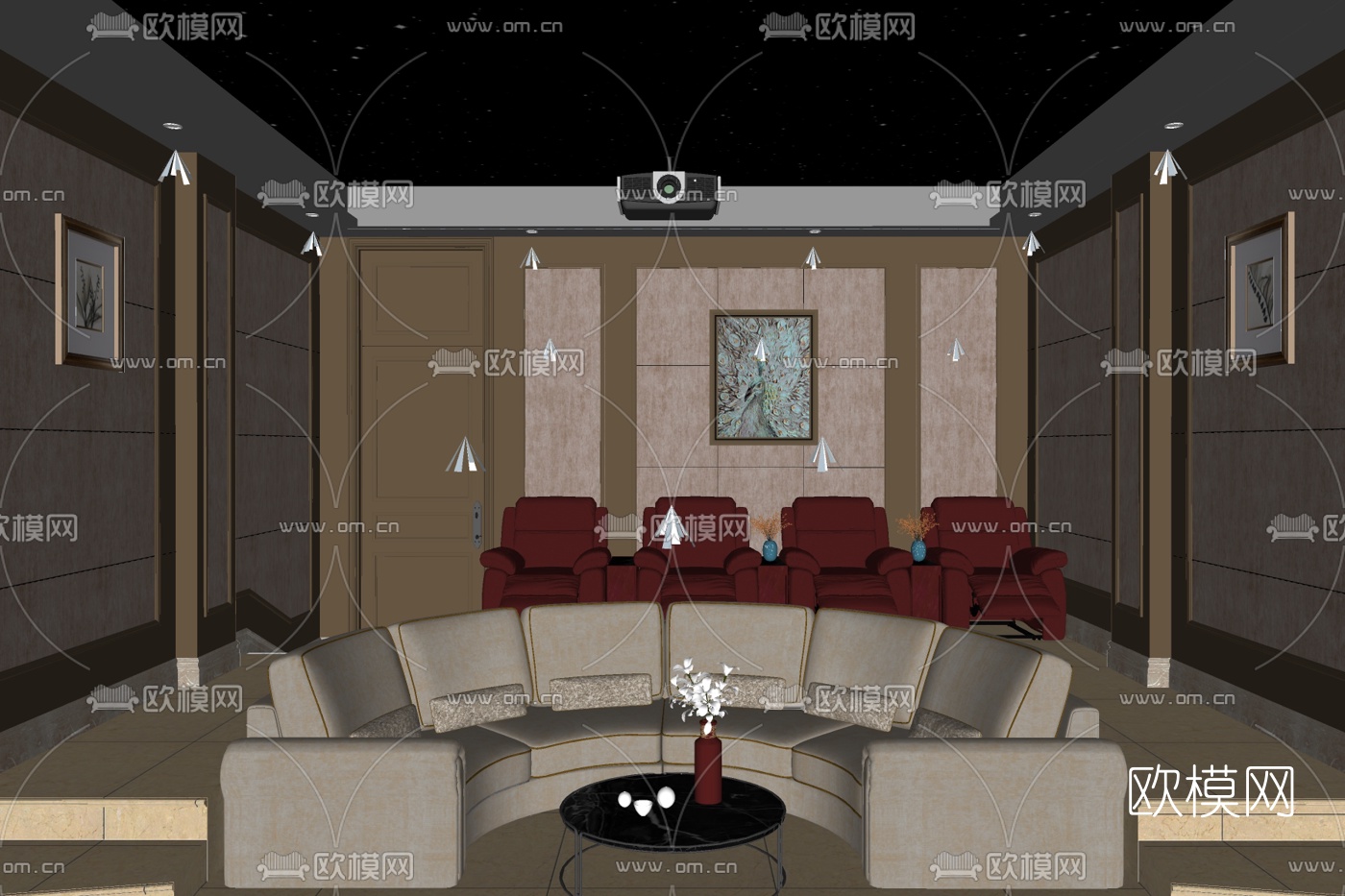 现代影音室su模型
