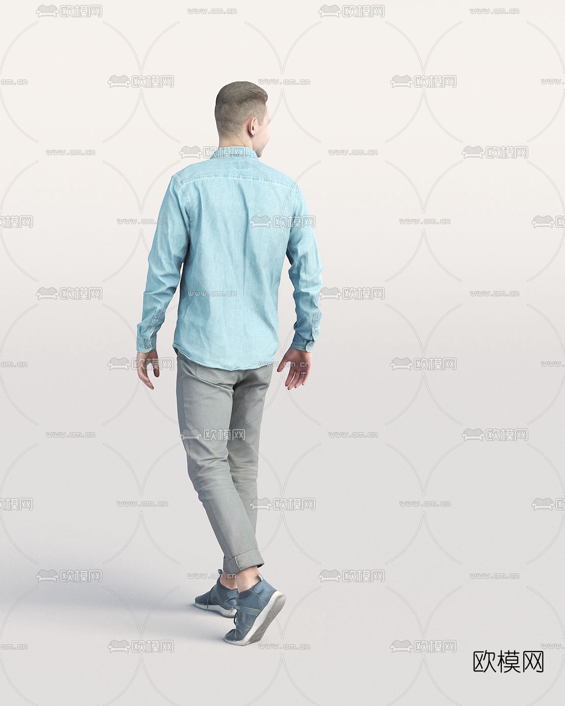 现代站姿男士人物3d模型下载（渲染图2）