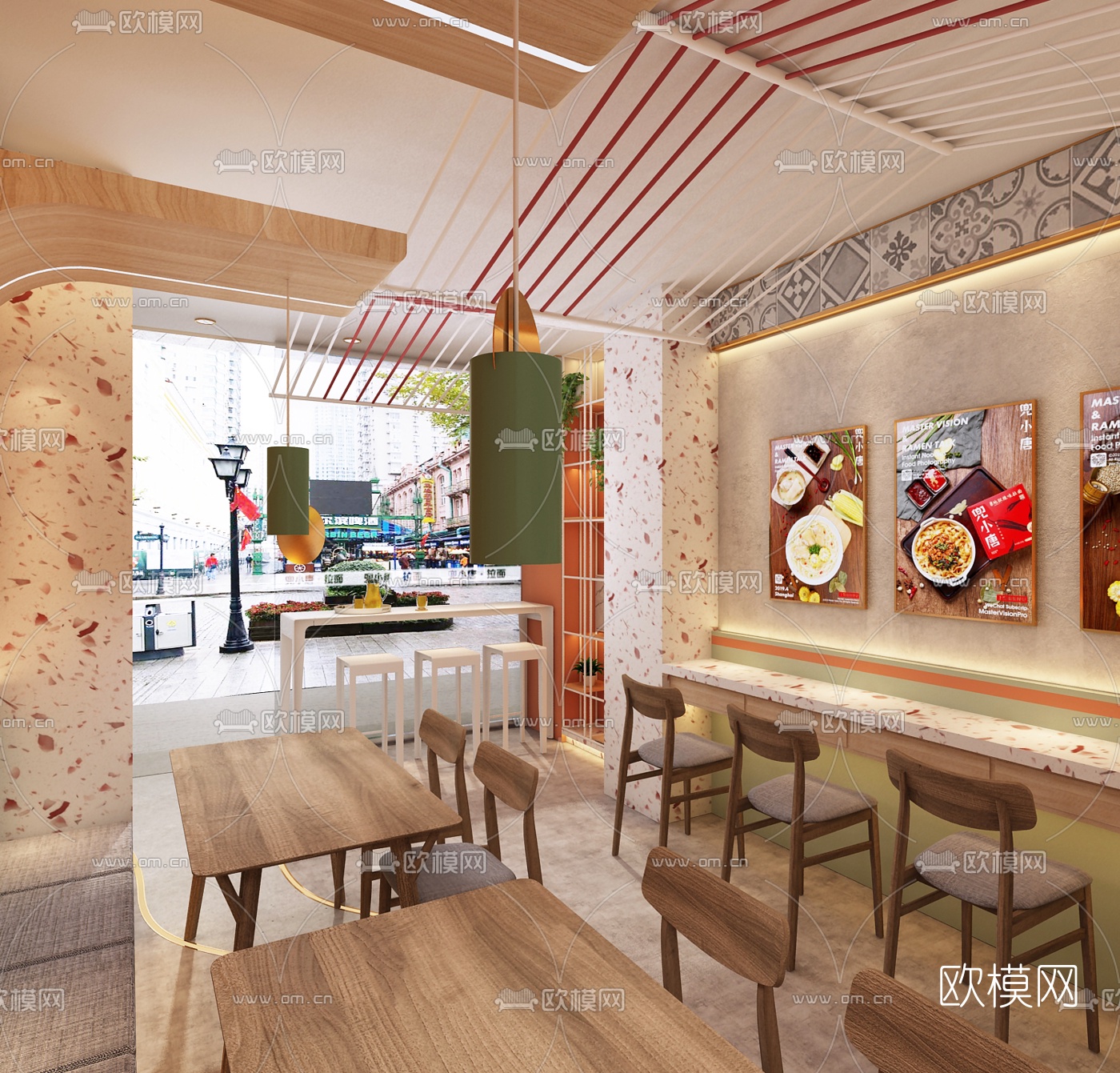 现代网红小吃面馆免费3d模型