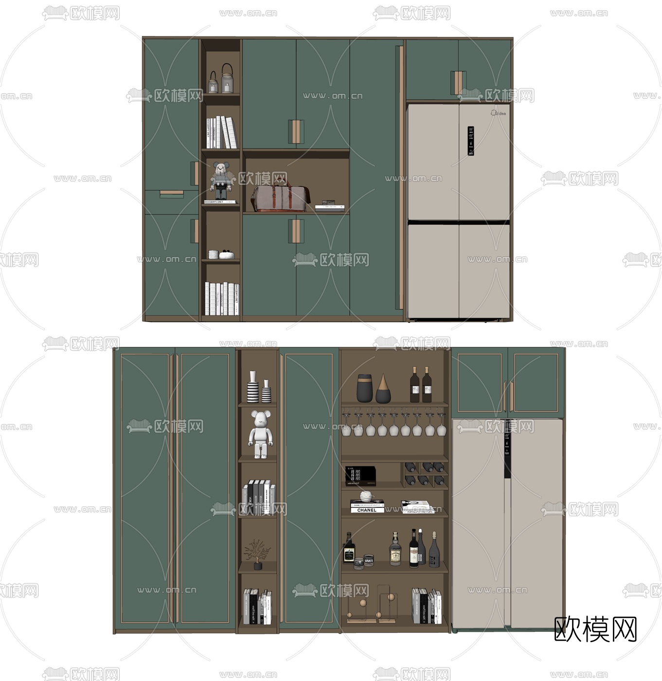 现代轻奢装饰柜su模型下载