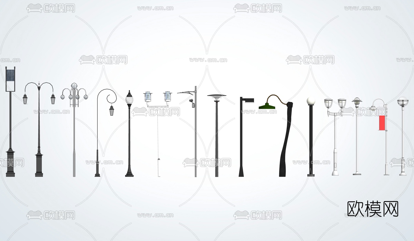 欧式户外路灯su模型下载（渲染图3）