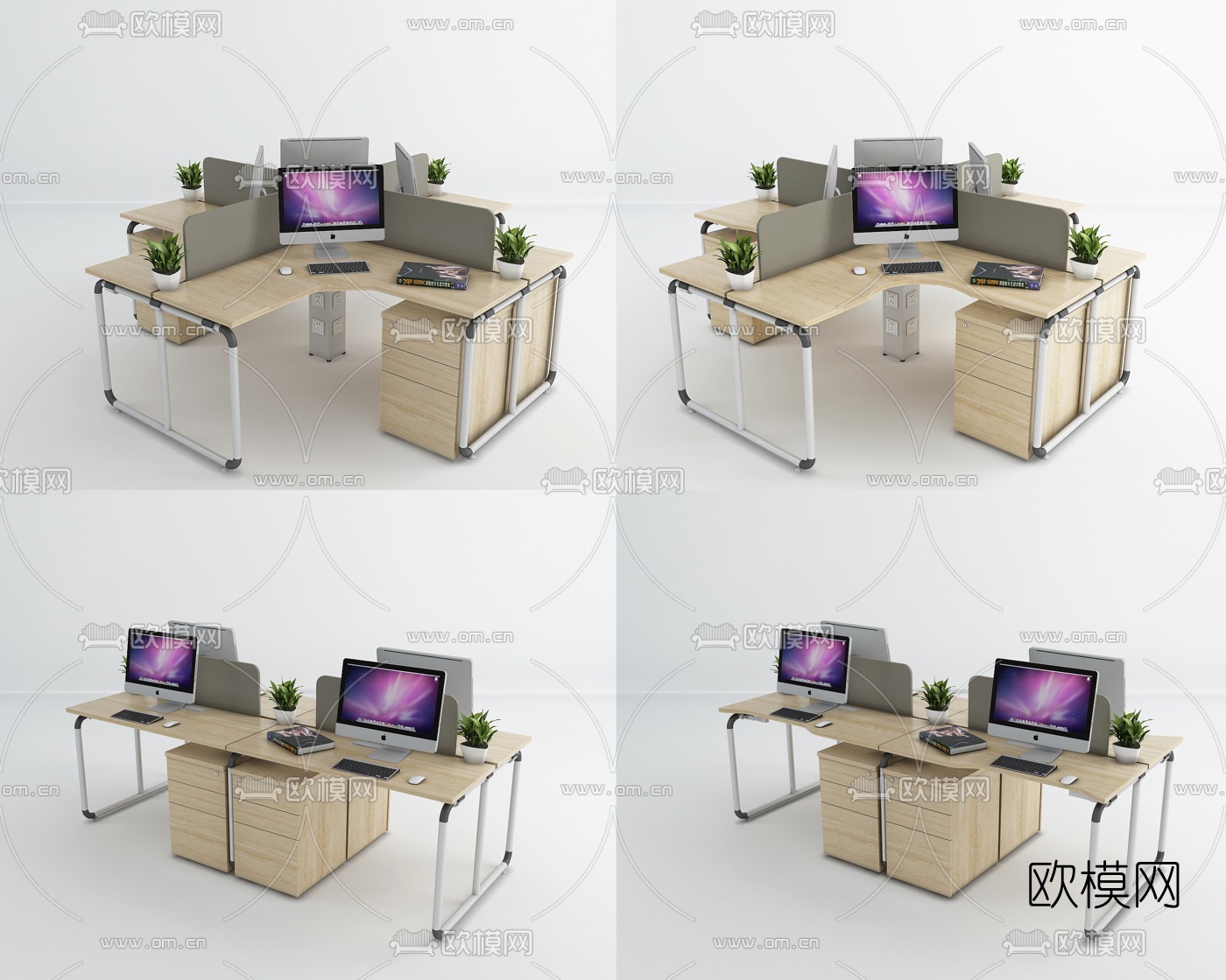 现代卡位办公桌3d模型