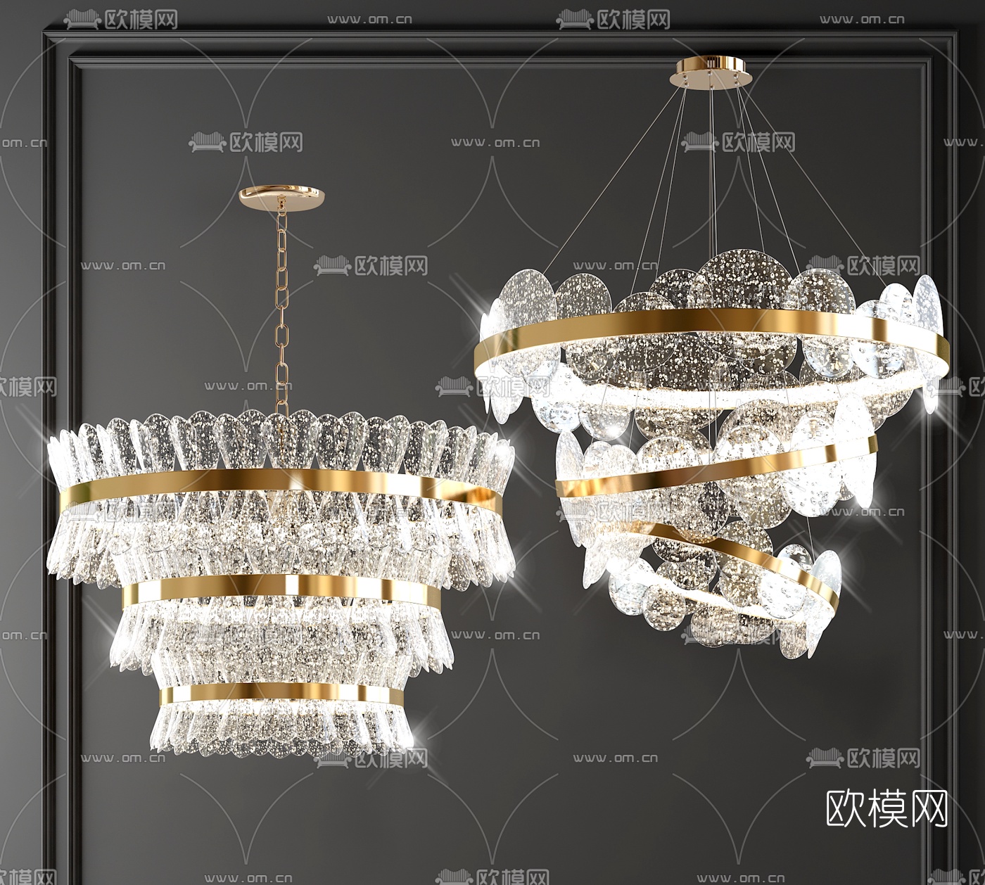 现代轻奢水晶吊灯3d模型下载