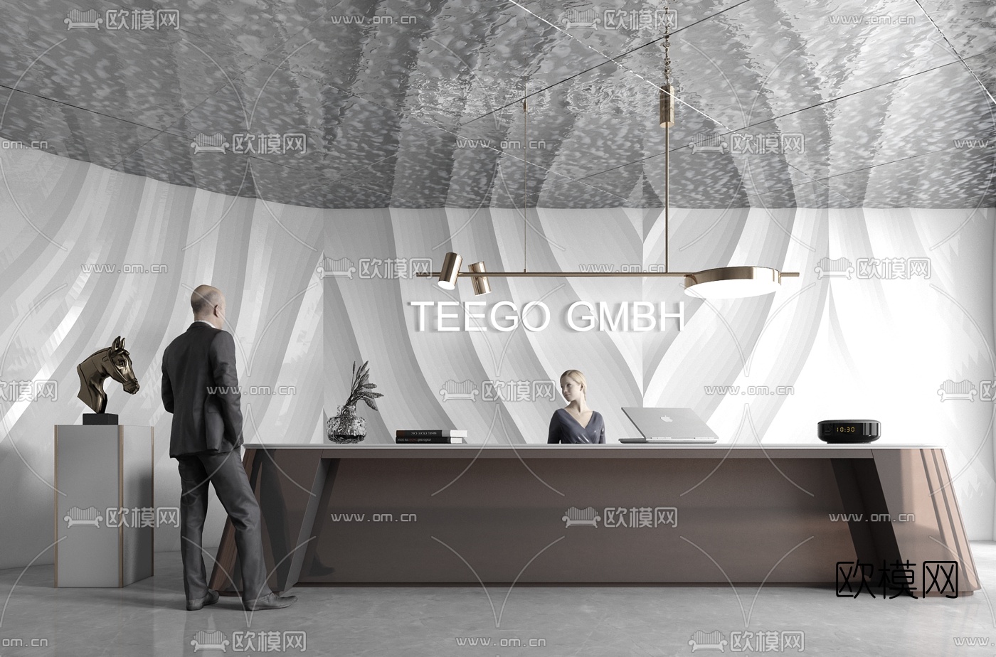 后现代办公前台接待台3d模型