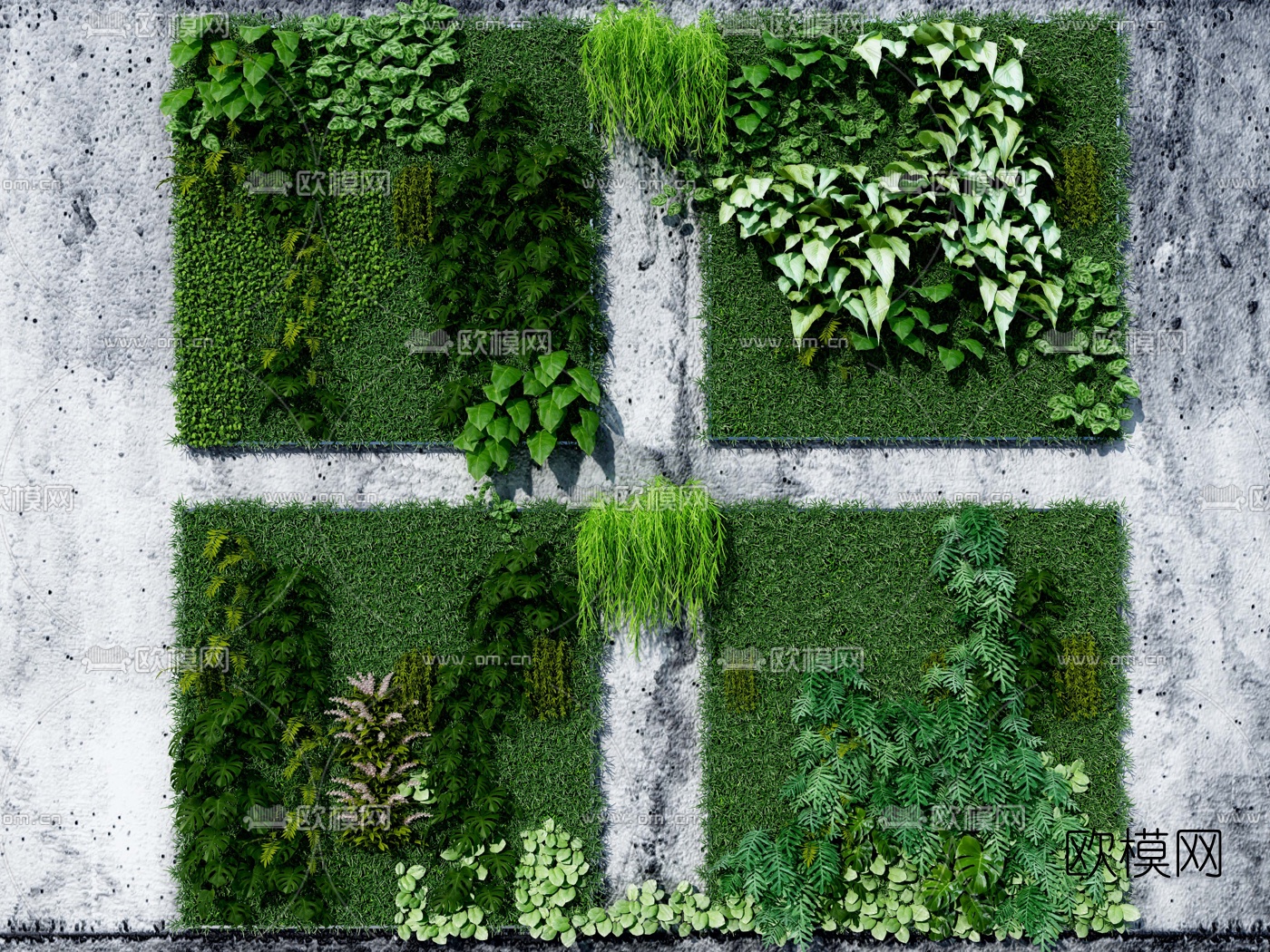 现代绿植植物墙3d模型