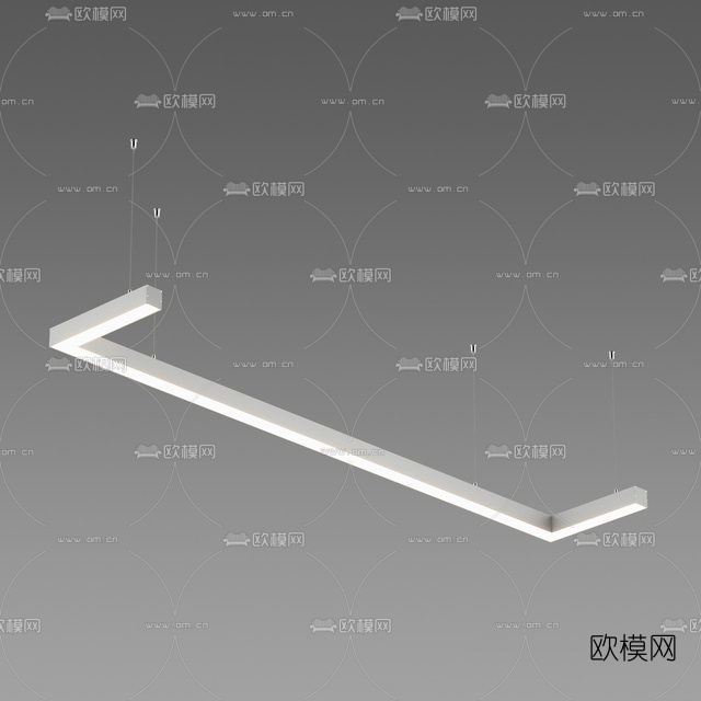 现代转角条形办公吊灯免费3d模型下载