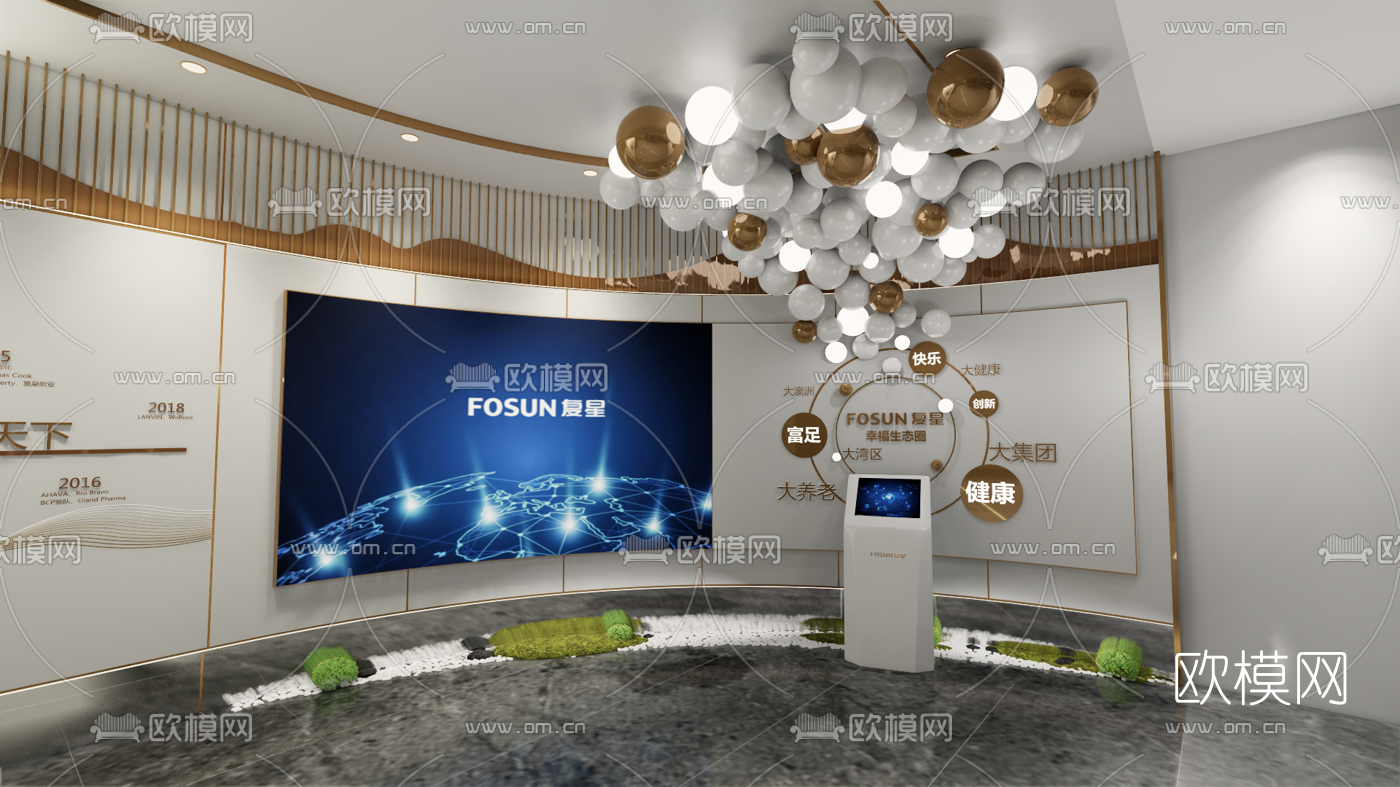 现代科技展厅su模型下载（渲染图1）