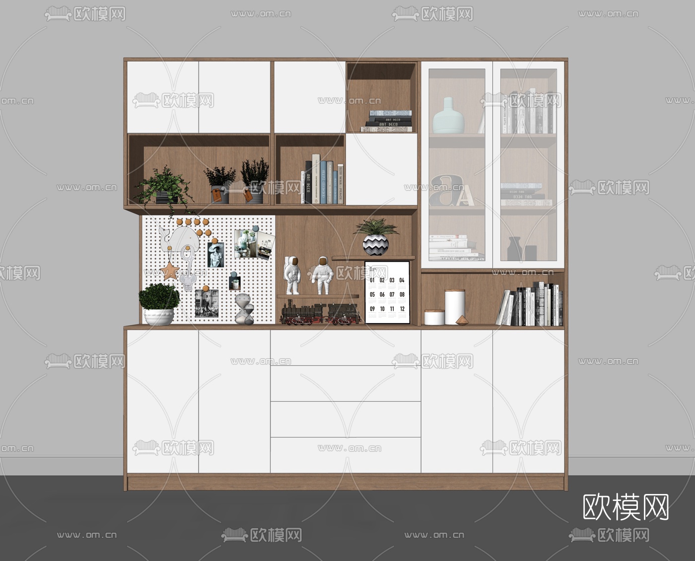北欧书柜su模型下载