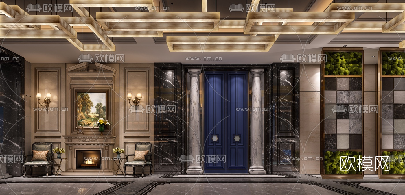 现代轻奢石材展厅3d模型下载（渲染图3）