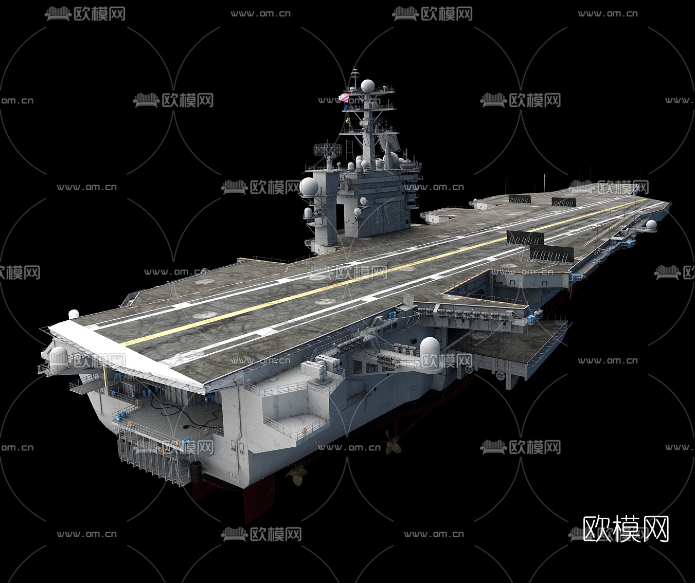 工业风航空母舰3d模型下载（渲染图1）