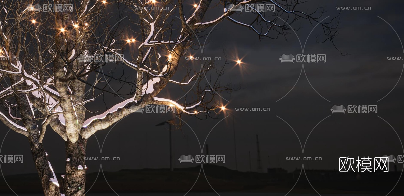 现代枯树灯饰3d模型