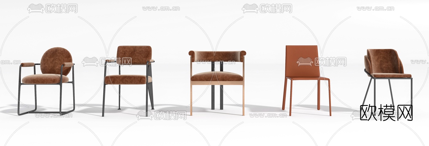 现代绒布单椅3d模型下载（渲染图1）