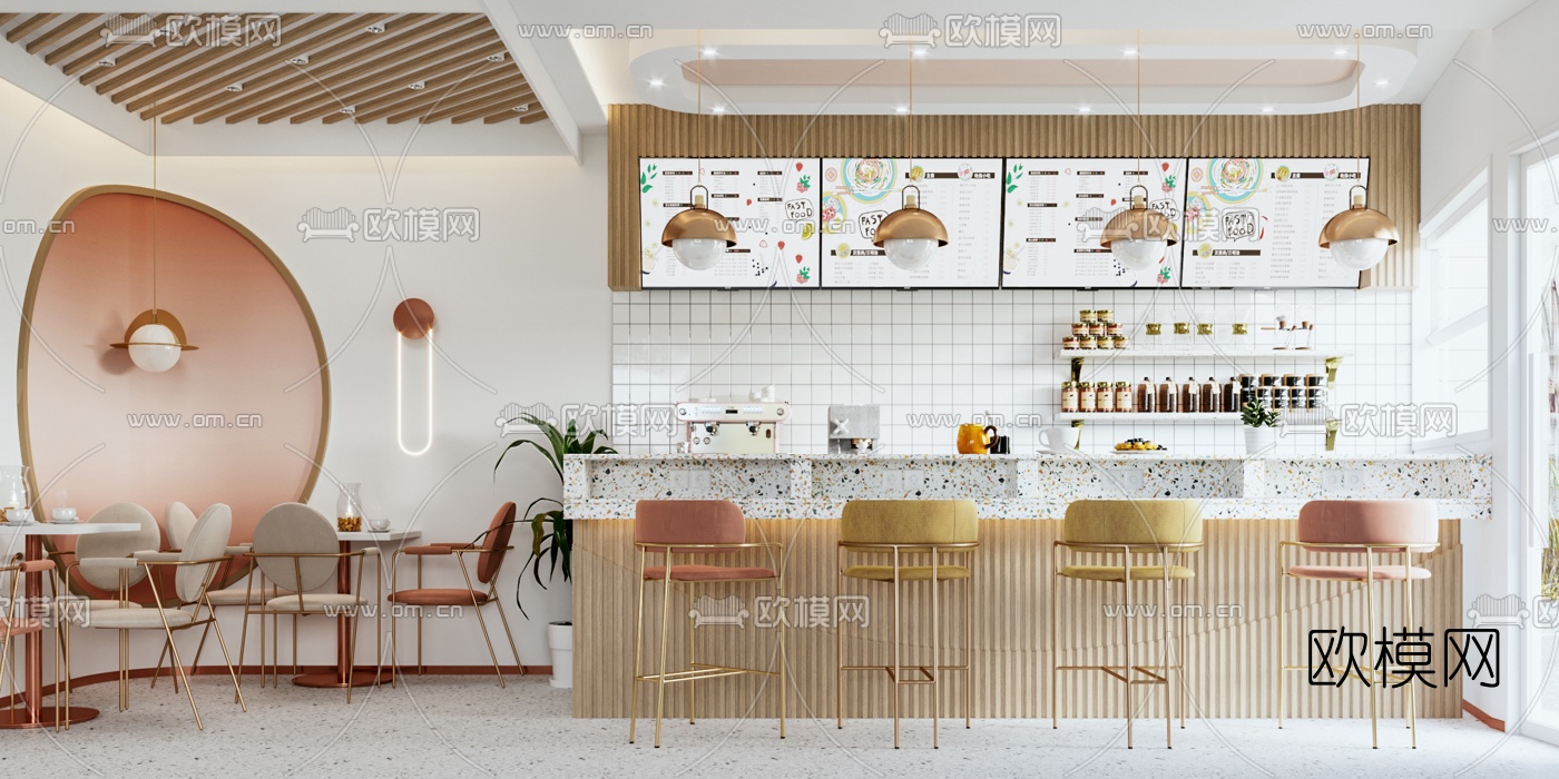 北欧奶茶甜品店3d模型