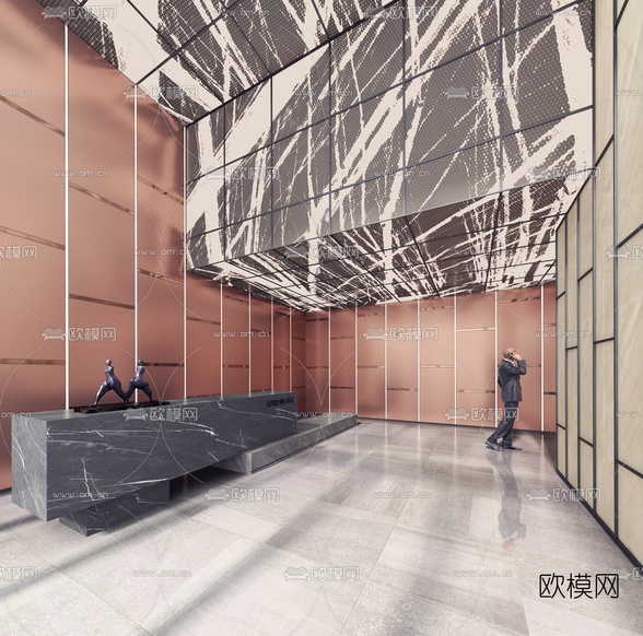 现代大厅前台3d模型下载(渲染图1)