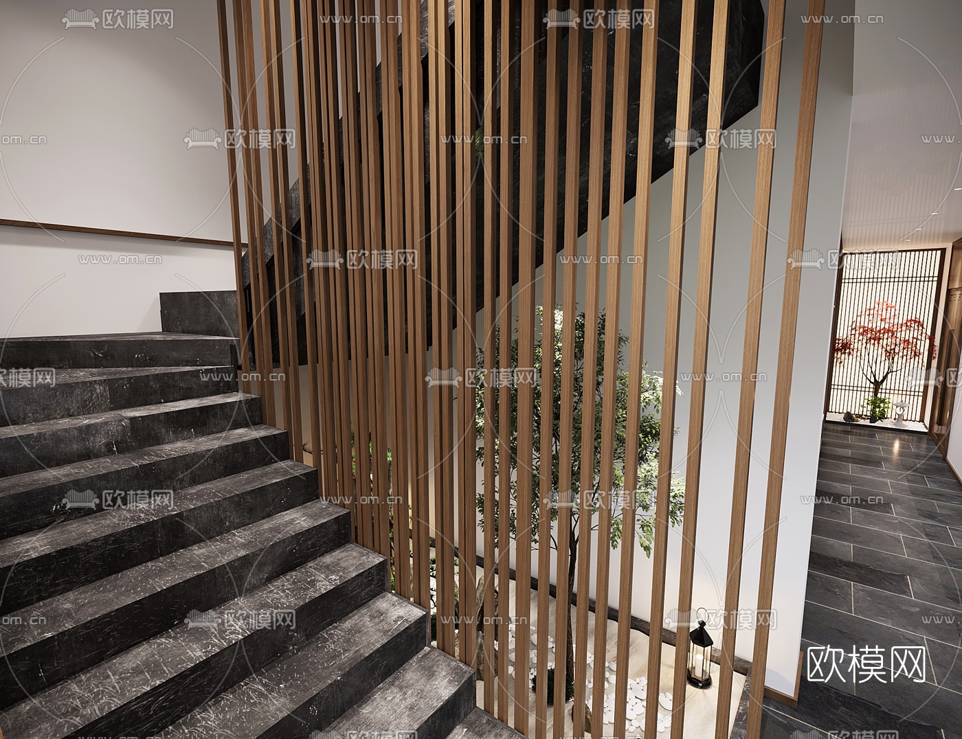 新中式SPA会所前台茶室3d模型