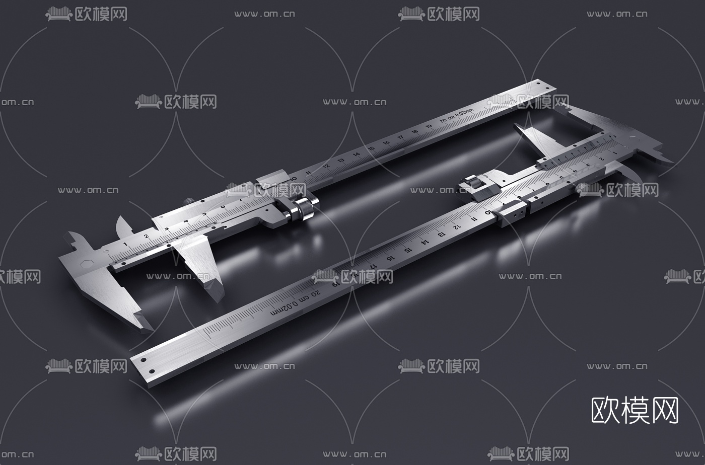 现代游标卡尺3d模型下载