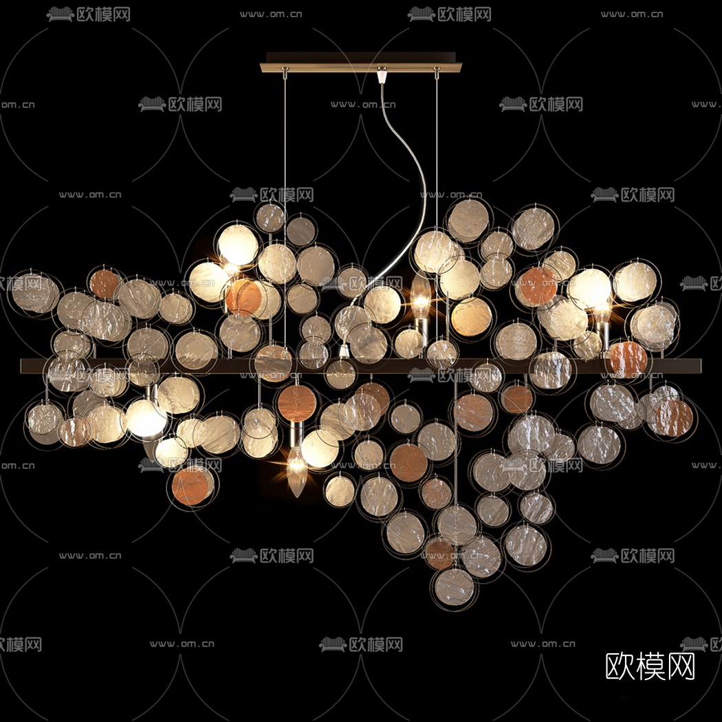 现代金属装饰吊灯3d模型下载（渲染图1）
