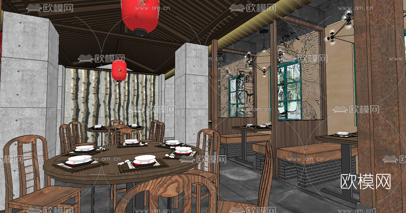 日式日料店su模型下载（渲染图5）