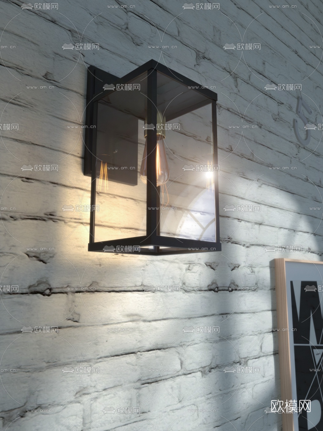 工业风铁艺壁灯3d模型下载（渲染图6）