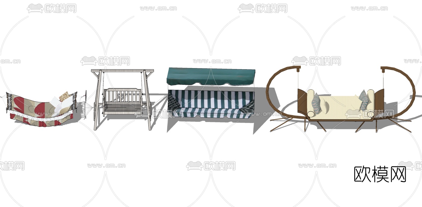 现代吊床su模型下载