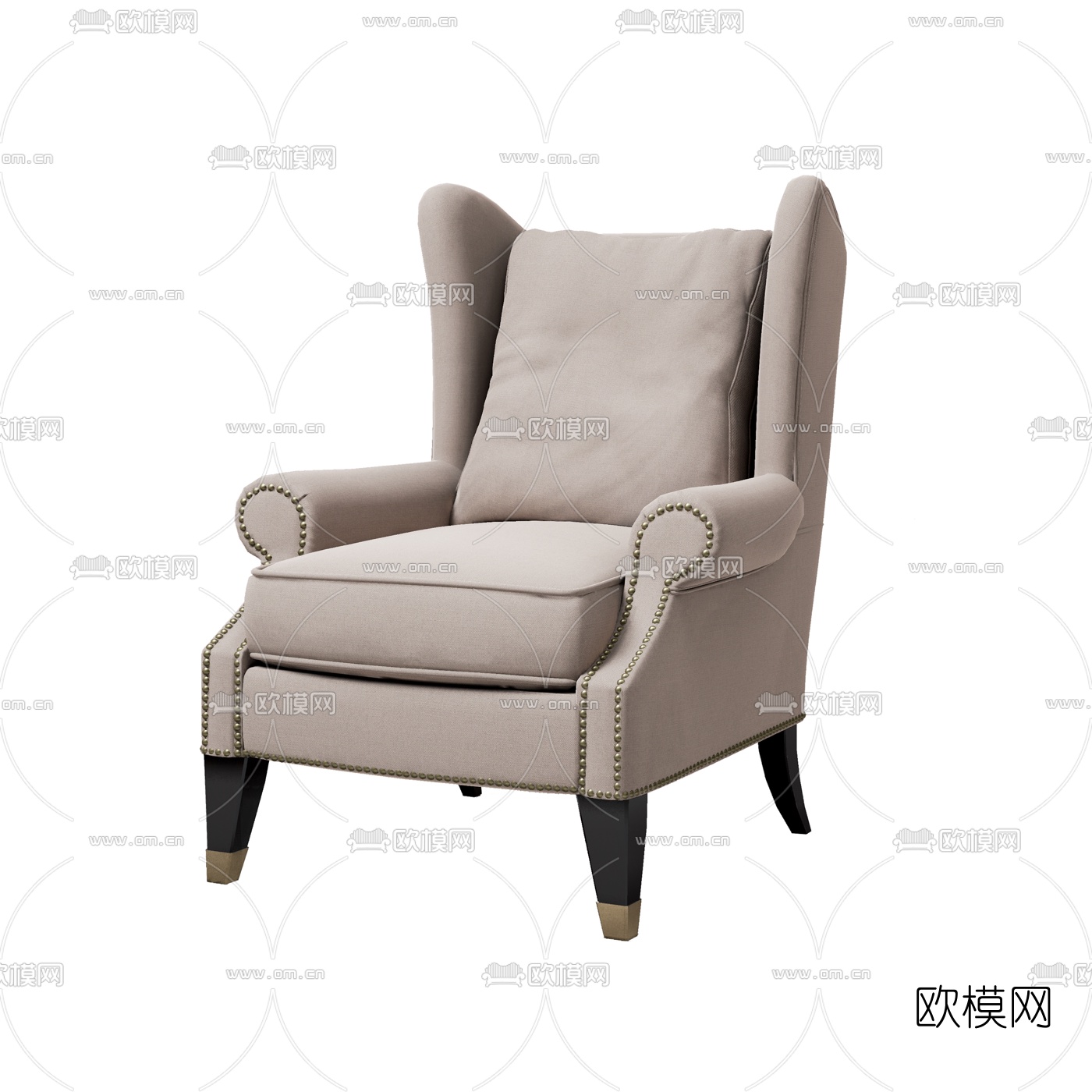 美式布艺单人沙发3d模型