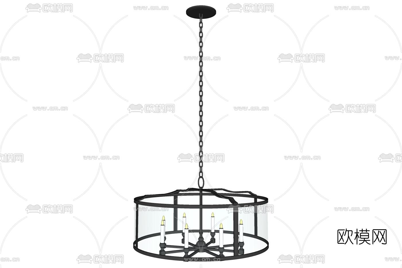 现代金属吊灯免费su模型下载