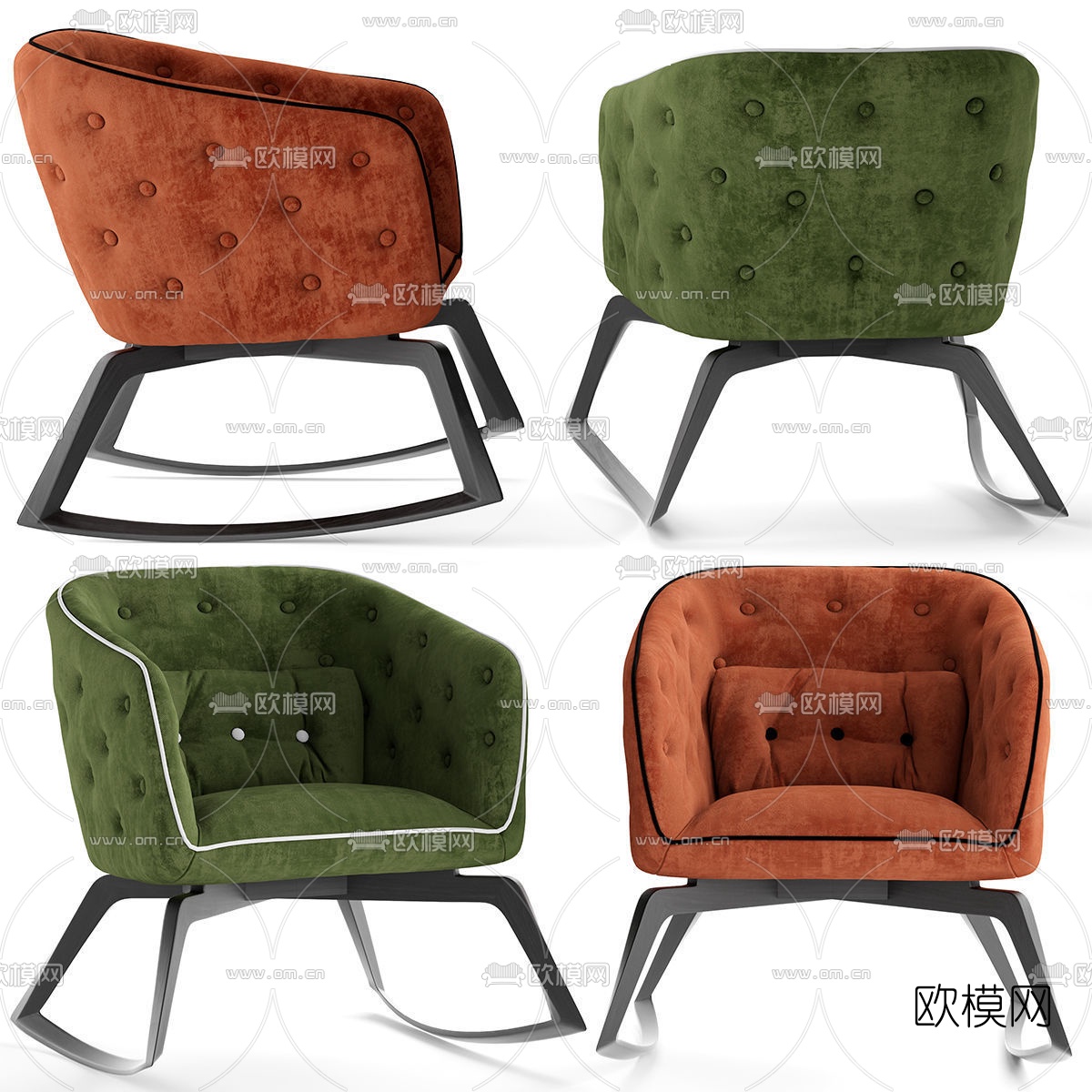 现代布艺休闲椅摇椅3d模型下载