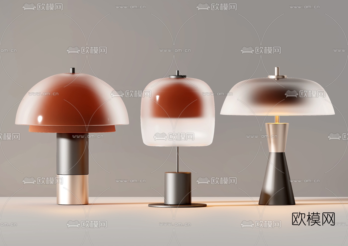 现代双层灯罩台灯3d模型