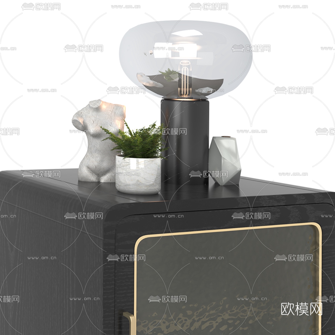 现代简易床头柜3d模型